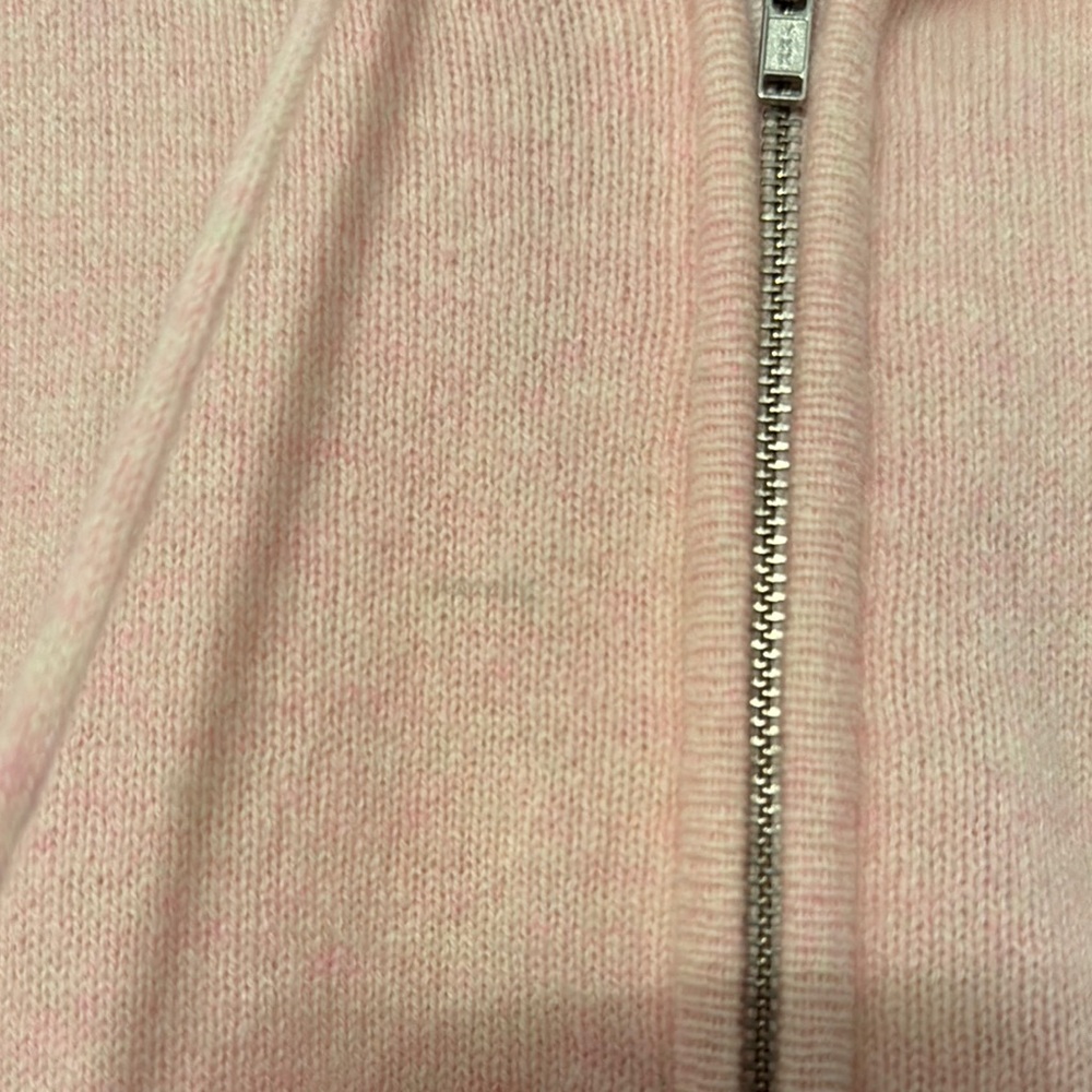White + Warren 100% Cashmere Pink Zip-Up Hoodie, Small - Picture 3 of 6